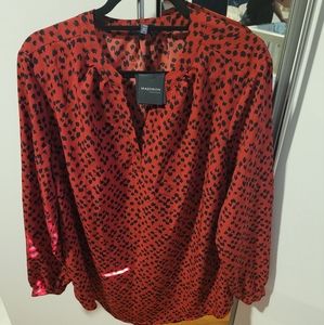 Madison Women's Blouse Red And Black Size 2x